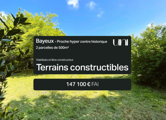 Terrain constructible viabilisé proche hyper centre de BAYEUX