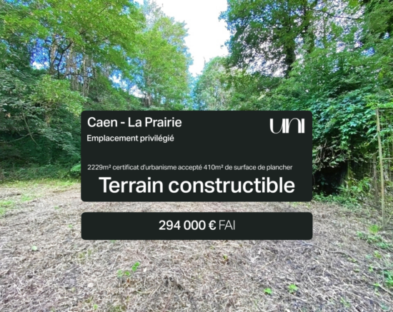 Terrain constructible de 2229m2 emplacement privilégié